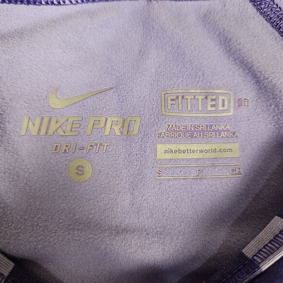Nike Pro Dri Fit Fleece Lined Long Sleeve Active Top Fitted Size Small Thumbhole - Picture 8 of 12
